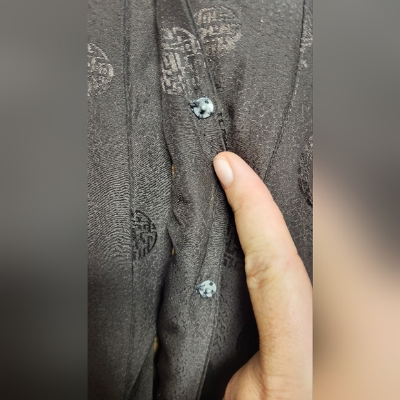 Woman's Vintage Double Horse Black Silk Button-Up Jacket Size M - Picture 9 of 10